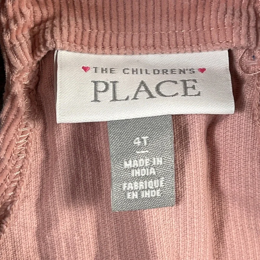 The Childrens Place Overall Dress 3 Piece Girls 4T Pink White Corduroy Plaid Hat